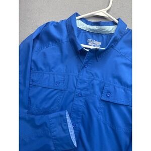 Huk Fishing Shirt Mens XXL Blue Pursuit Long Sleeve Button Up Performance Mesh